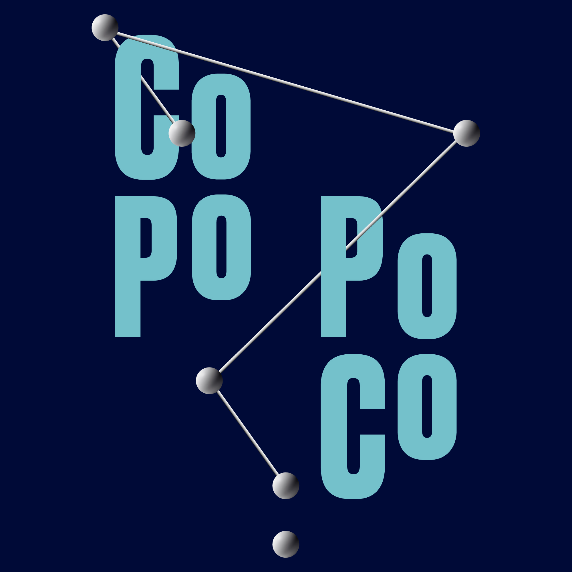 napis "co po co" w geometrycznym ułożeniu